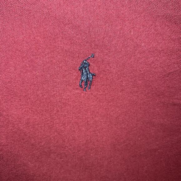 Ralph Lauren Red Short Sleeve Button Down Shirt Navy Blue XL Blue Pony Logo - Picture 3 of 7